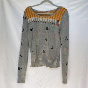Cute Teacher Sweater with Pencils and Grades